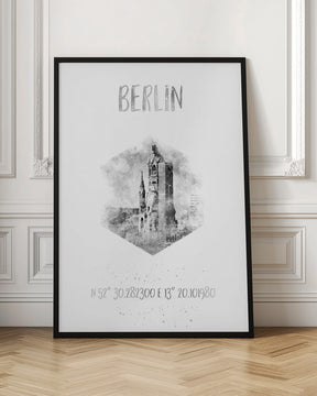 Coordinates BERLIN | monochrome watercolor Poster