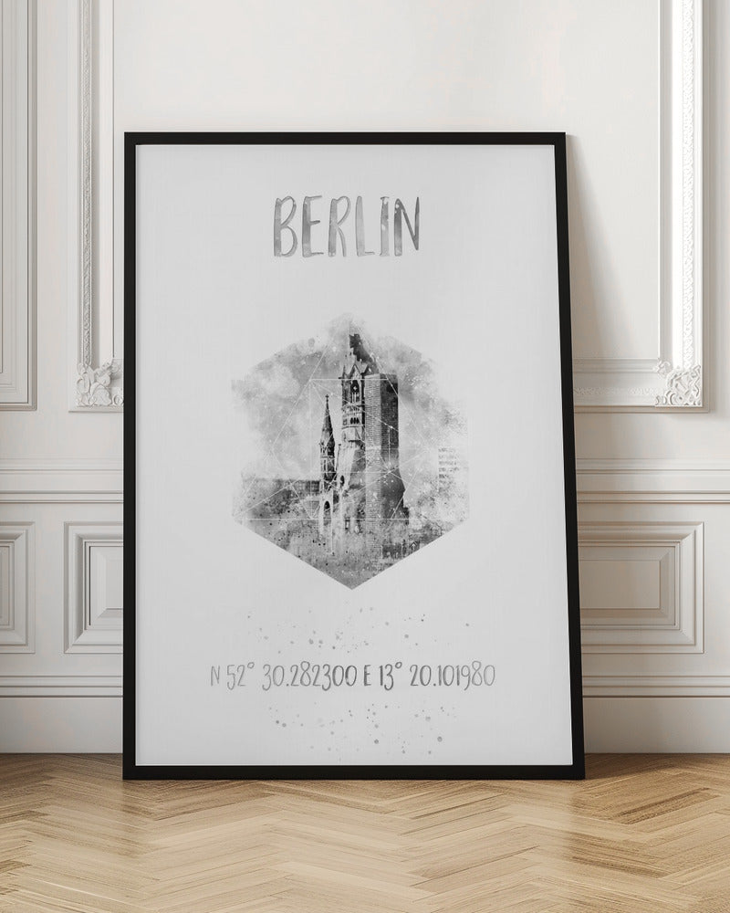 Coordinates BERLIN | monochrome watercolor Poster