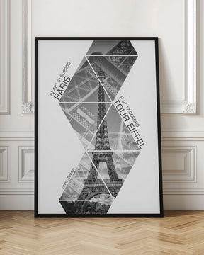 Coordinates PARIS Eiffel Tower | monochrome Poster