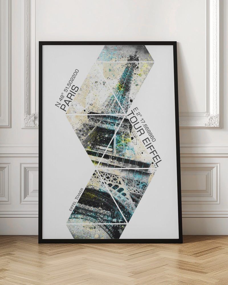 Modern Art Eiffel Tower Coordinates Poster