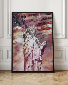 Modern Art STATUE OF LIBERTY - red Poster