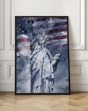 Modern Art STATUE OF LIBERTY | blue Poster