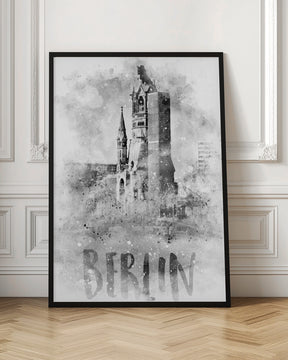 Monochrome Art BERLIN Kaiser Wilhelm Memorial Church | watercolor Poster