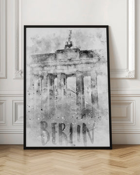 Monochrome Art BERLIN Brandenburg Gate | Watercolor Poster