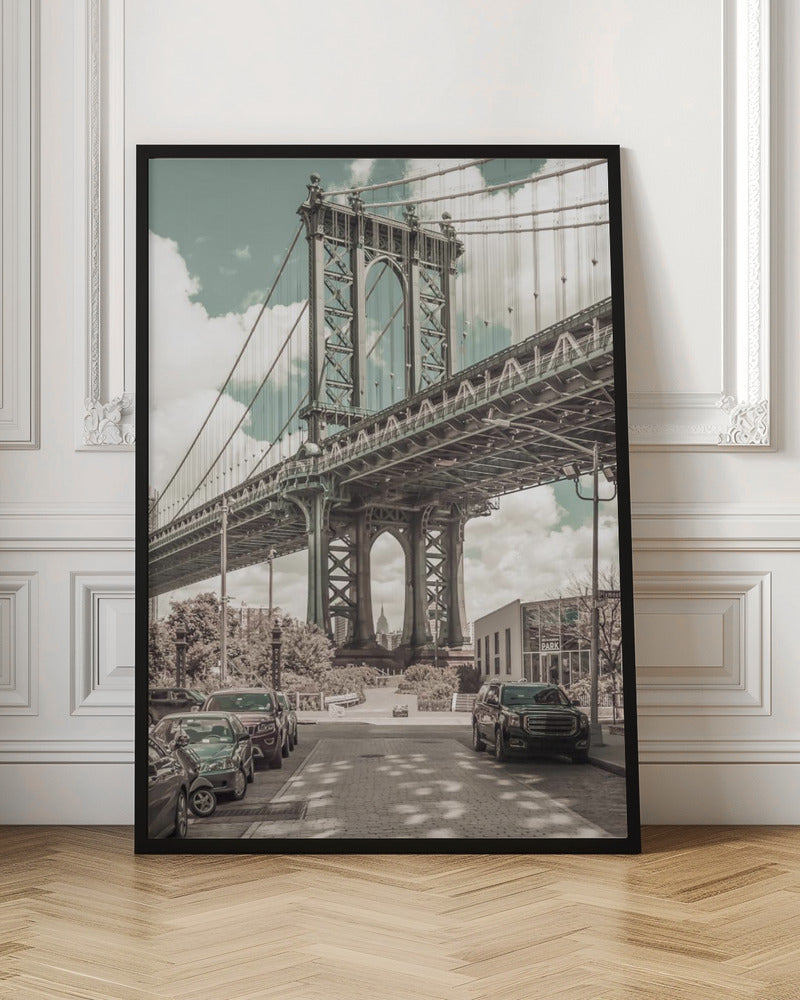 NYC Manhattan Bridge Panorama | urban vintage style Poster