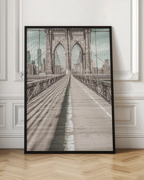 NYC Brooklyn Bridge Panorama | urban vintage style Poster