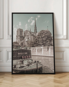 PARIS Notre-Dame and River Seine | urban vintage style Poster