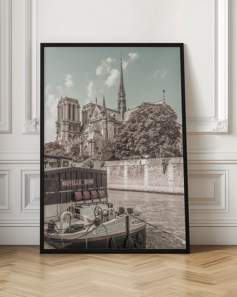 PARIS Notre-Dame and River Seine | urban vintage style Poster