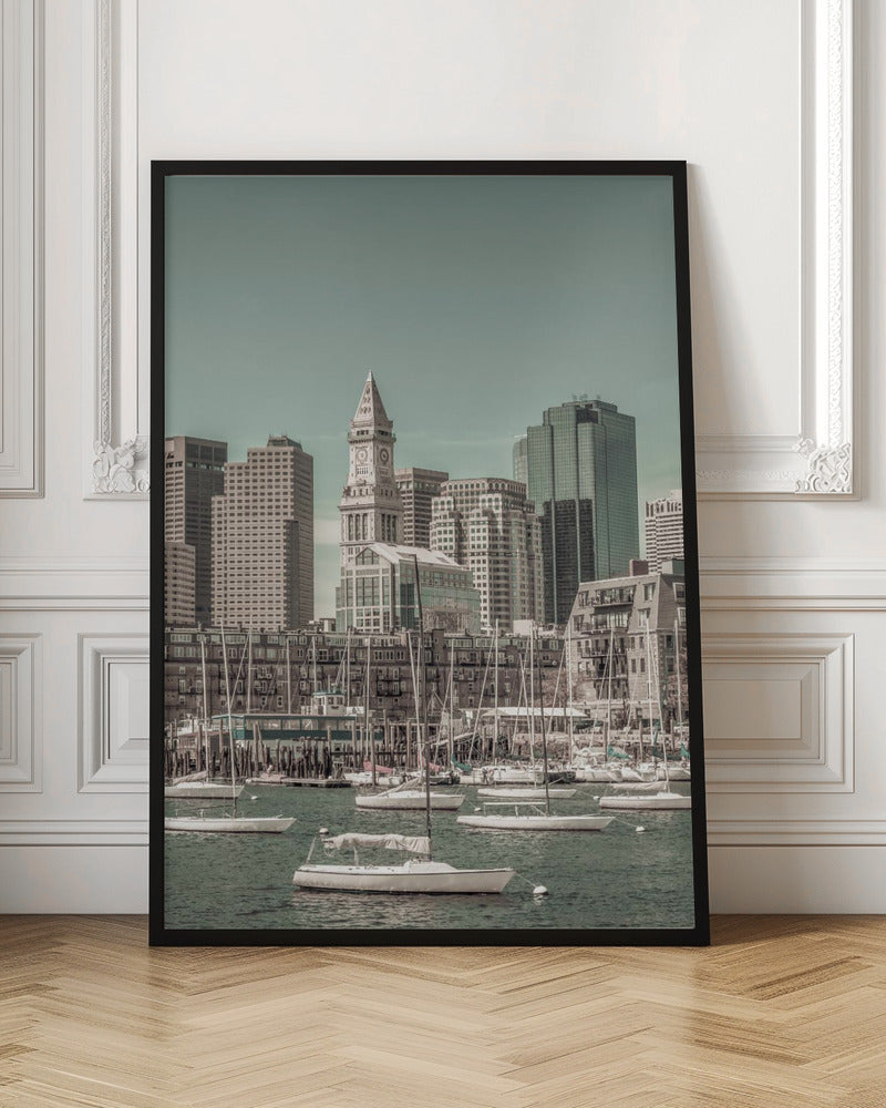 BOSTON Skyline North End &amp; Financial District | urban vintage style Poster