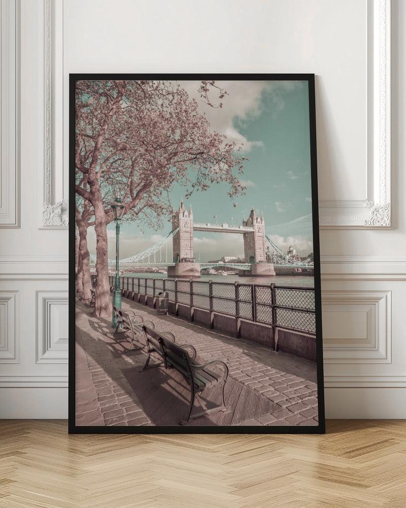 LONDON Thames Riverside &amp; Tower Bridge | urban vintage style Poster