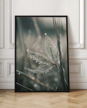 Green Wet Leaf No 1 Poster