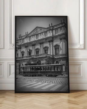 MILAN Teatro alla Scala &amp; Tram - monochrome Poster