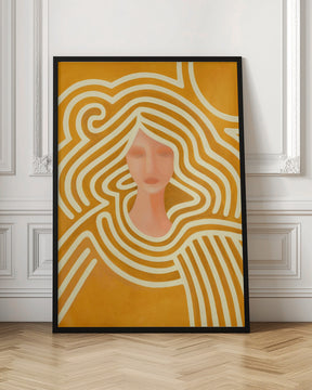 Berit abstract in ochre and pink Poster