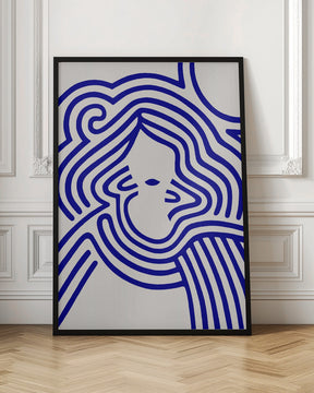 Berit in beige and indigo blue Poster