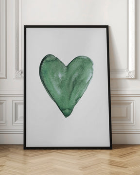 Watercolor heart green Poster