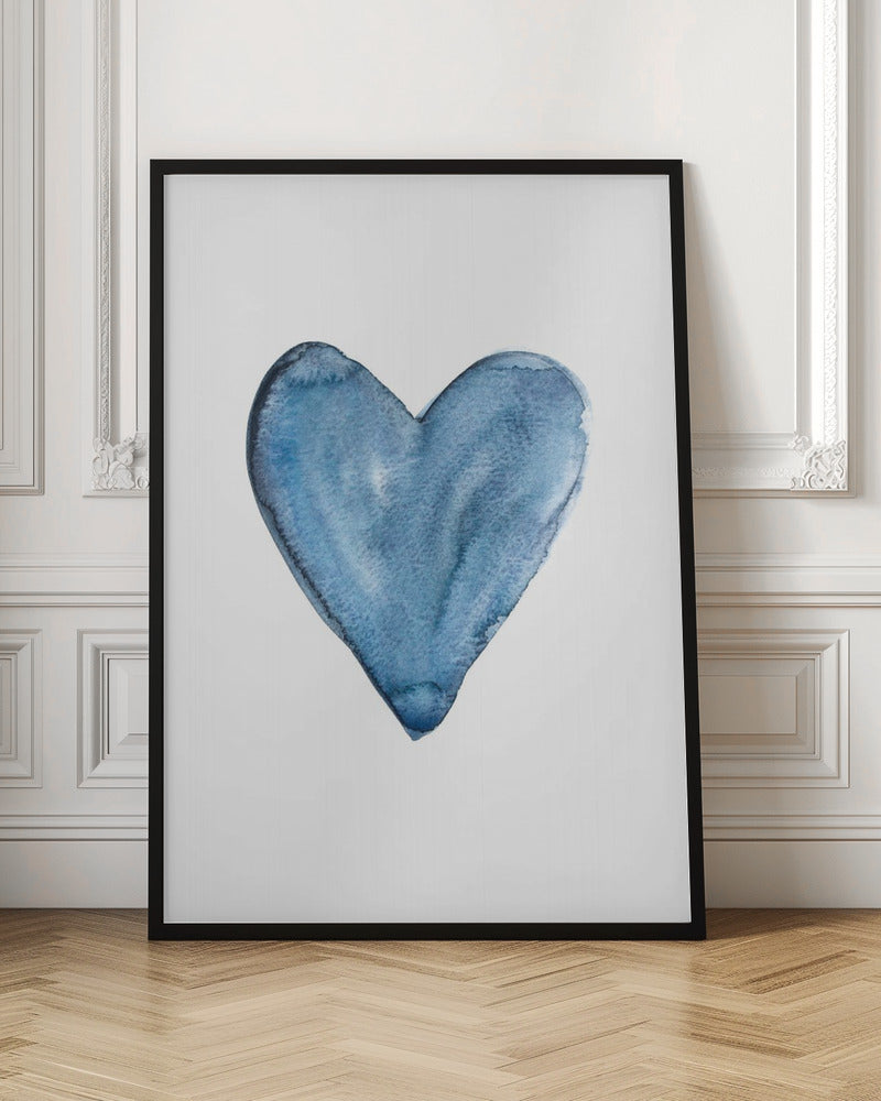 Watercolor heart blue Poster