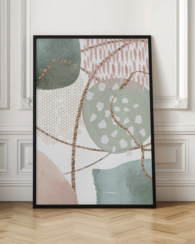 Shapes in pink n green- 2 Poster