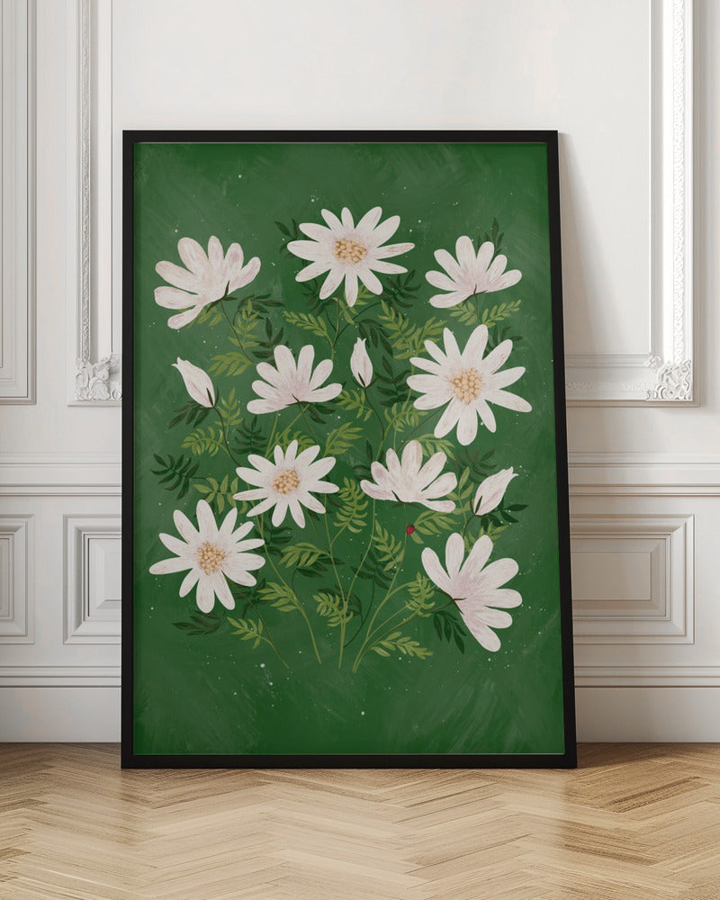 Ladybug flowers green Poster