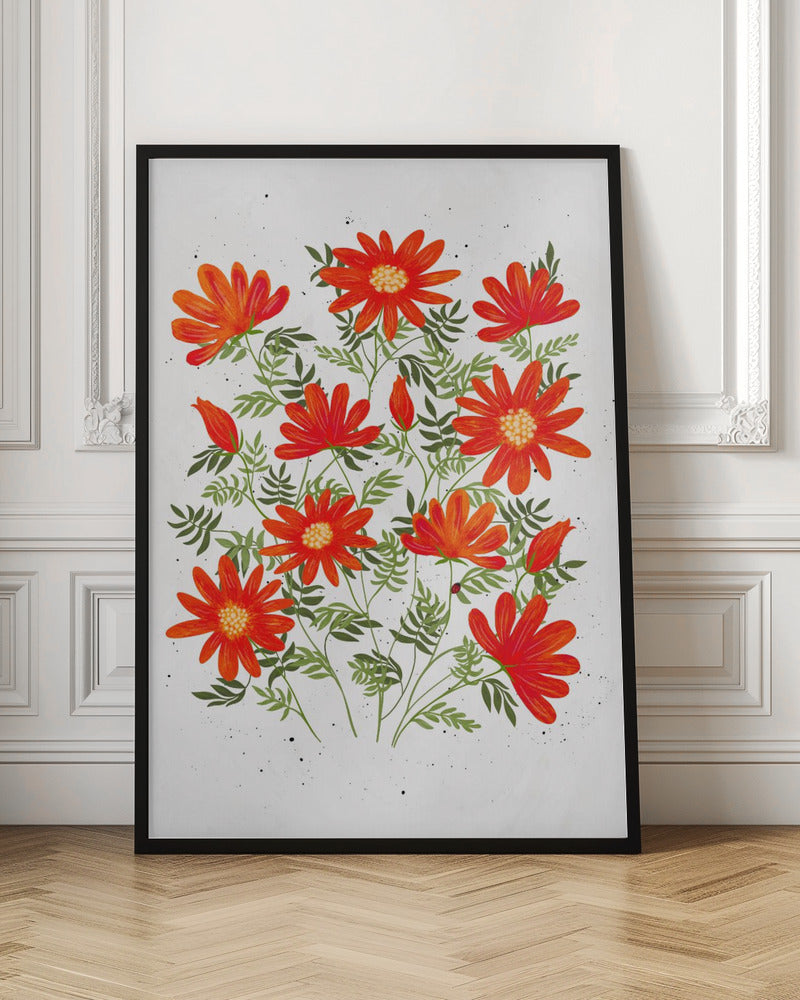 Ladybug flowers red Poster