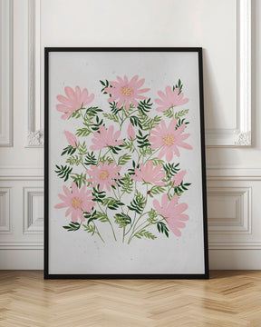 Ladybug flowers pink Poster