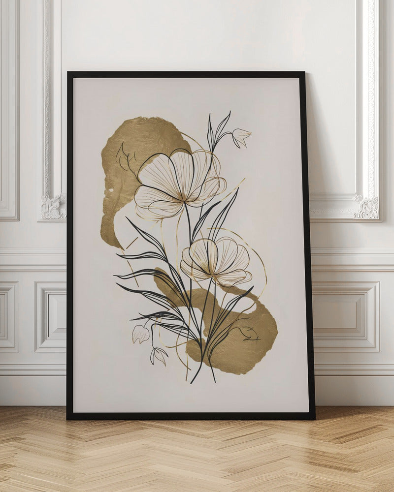 Flowers and Gold Poster