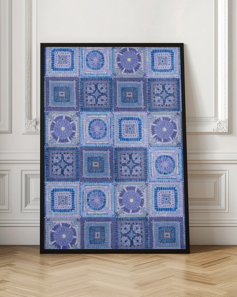 Granny squares blanket in blue Poster