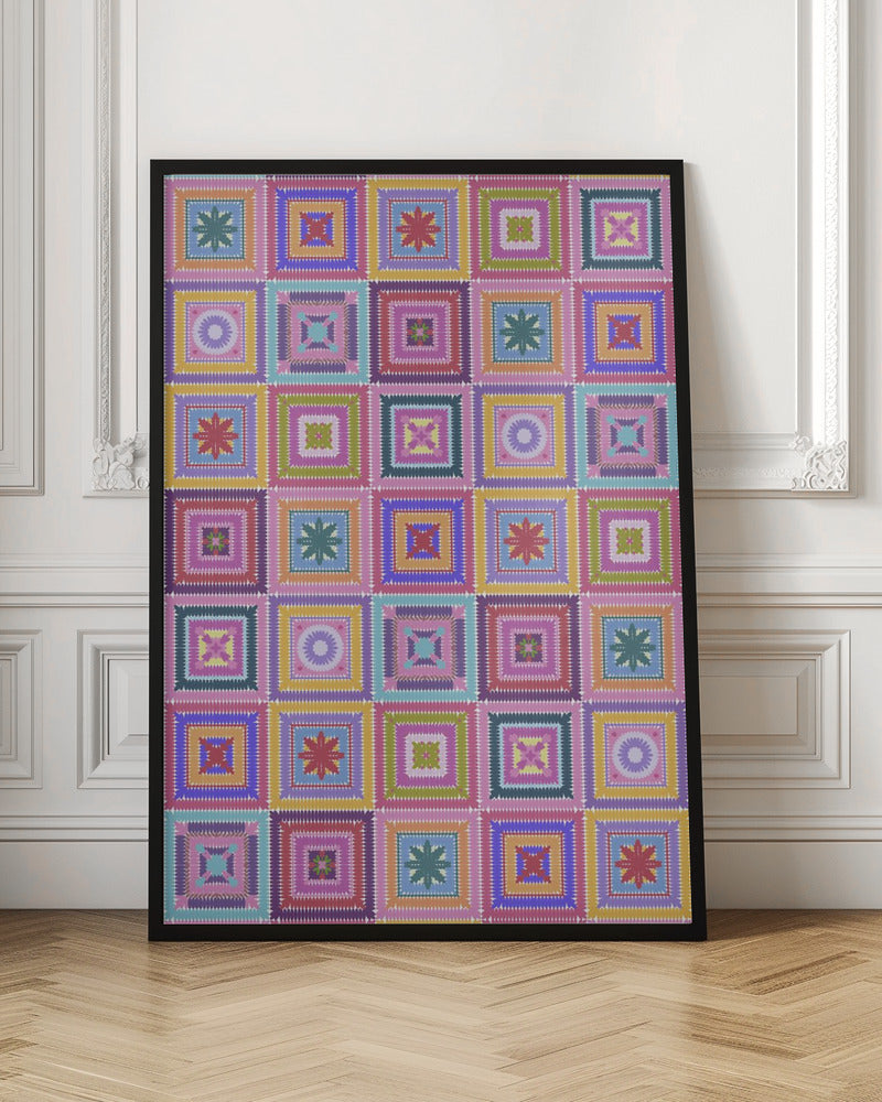 Colorful digital grandma squares I Poster