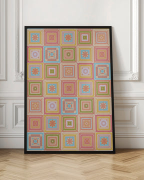 Colorful digital grandma squares III Poster