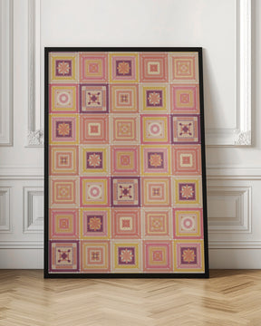 Peach digital grandma squares I Poster