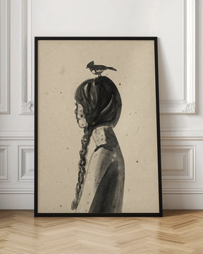 Girl with Bird Poster