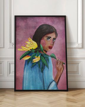 Woman With Lily Poster