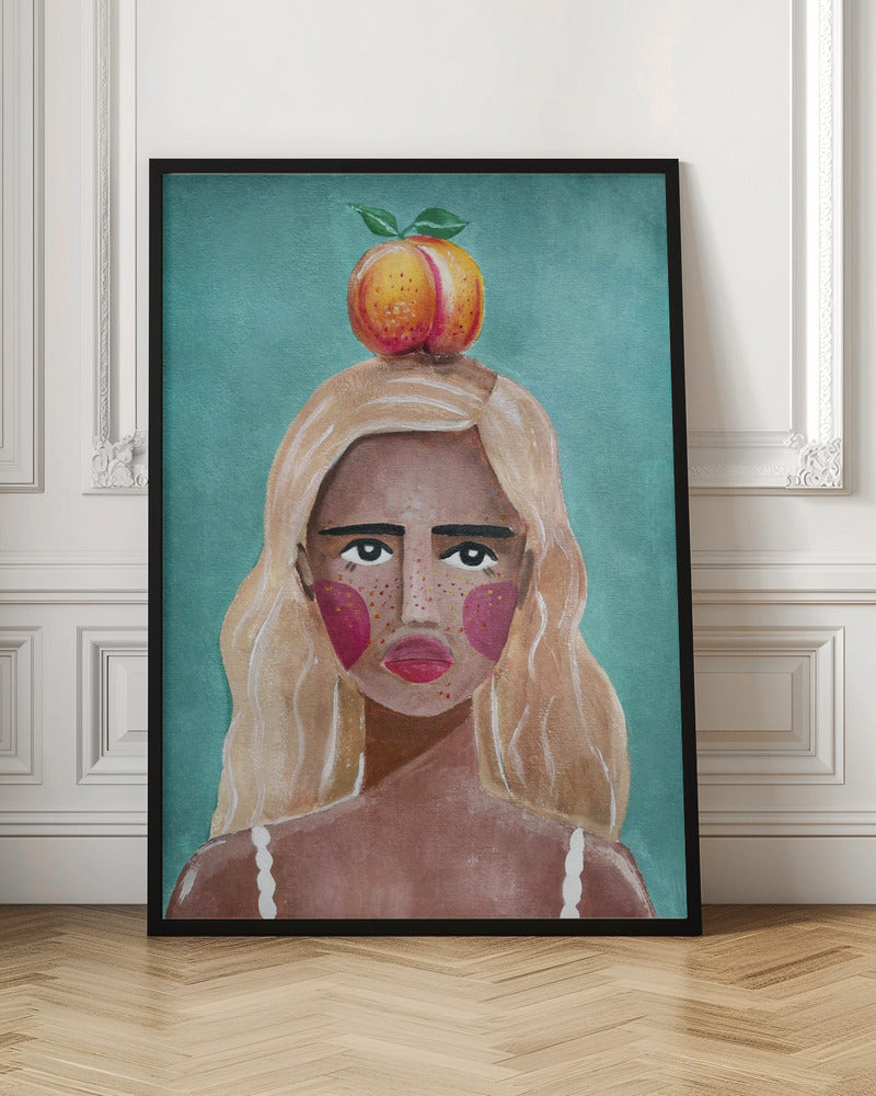 Woman With Peach Poster