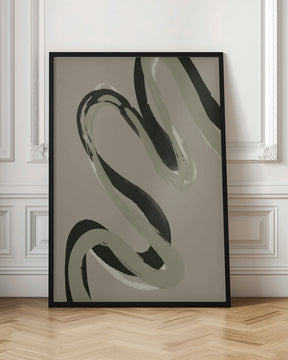 Green Black Strokes No 1 Poster