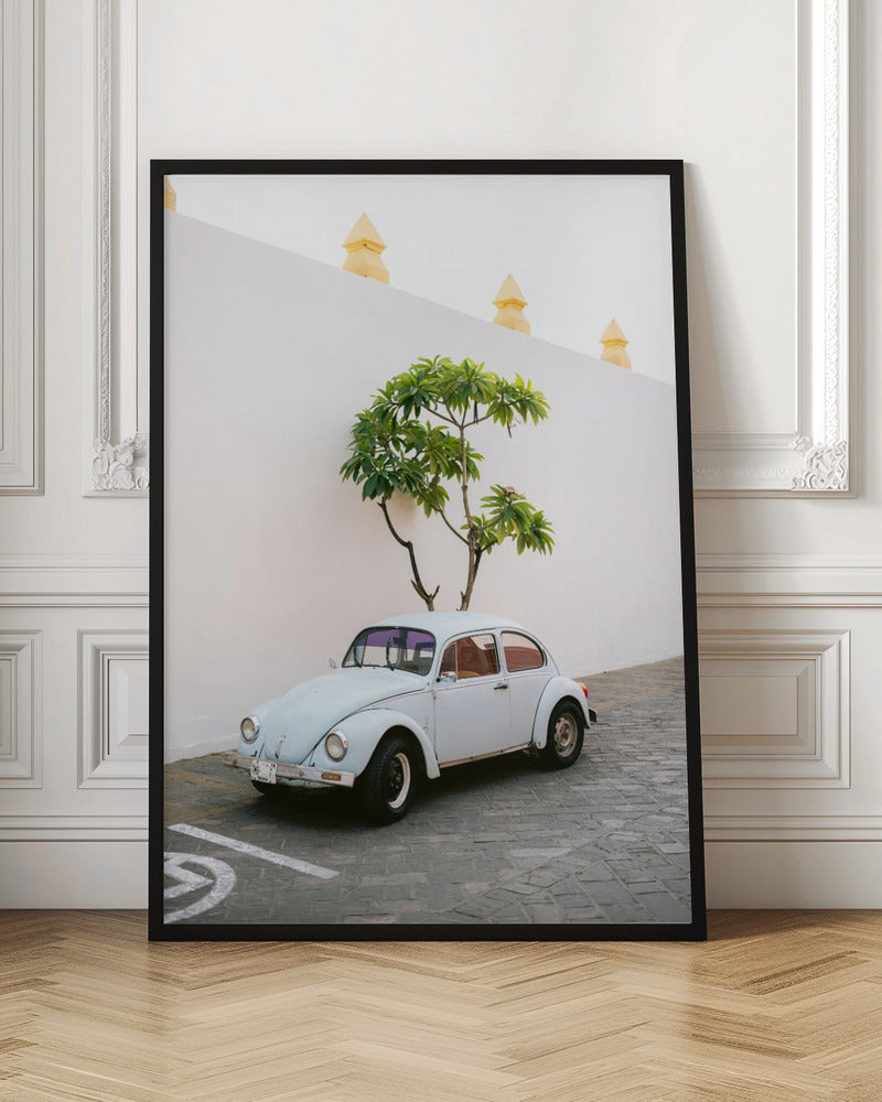 Pastel Volskwagen Beetle in the streets of Oaxaca Mexico Poster