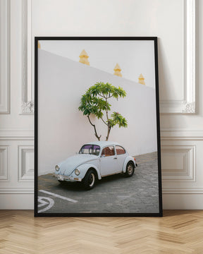 Pastel Volskwagen Beetle in the streets of Oaxaca Mexico Poster