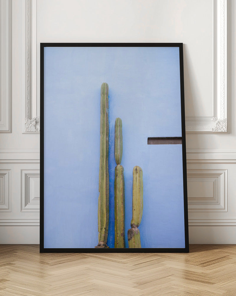 Tall Cacti on Blue | Oaxaca Mexico Travel Poster