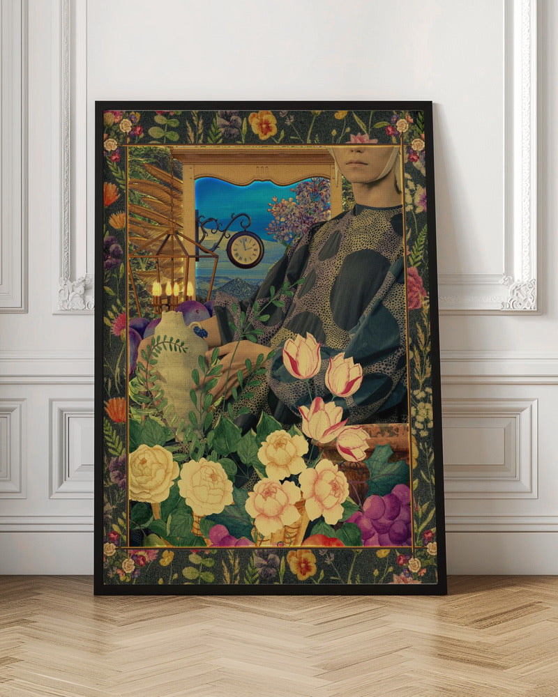 Surreal Floral Portail Collage Poster