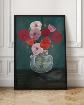 Vase with poppys Poster