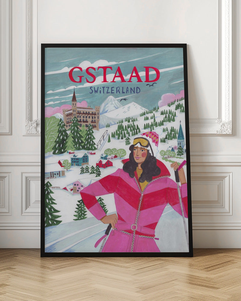Travel Poster Woman in Gstaad, Switzerland Poster