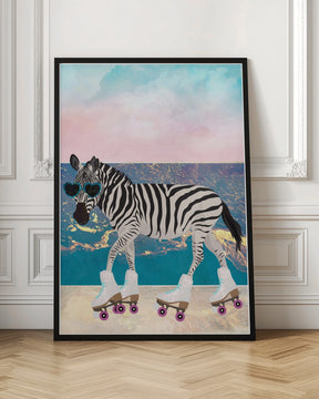 Zebra On Holiday Rollerksating Poster