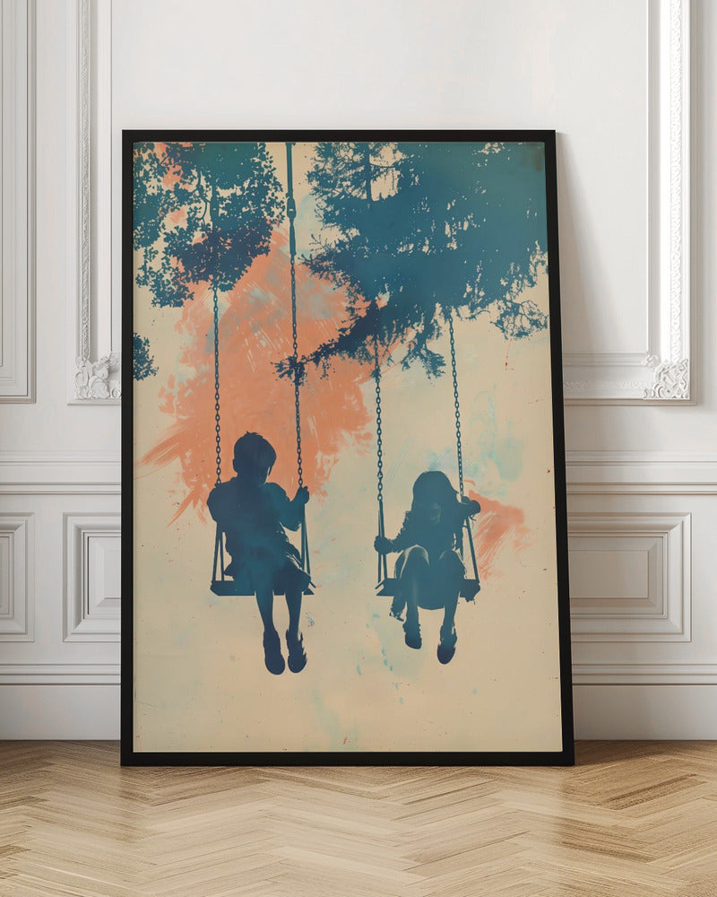 Kids On Swings Poster