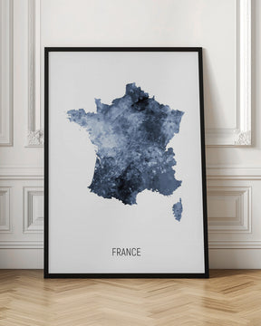 France Watercolor Map Poster