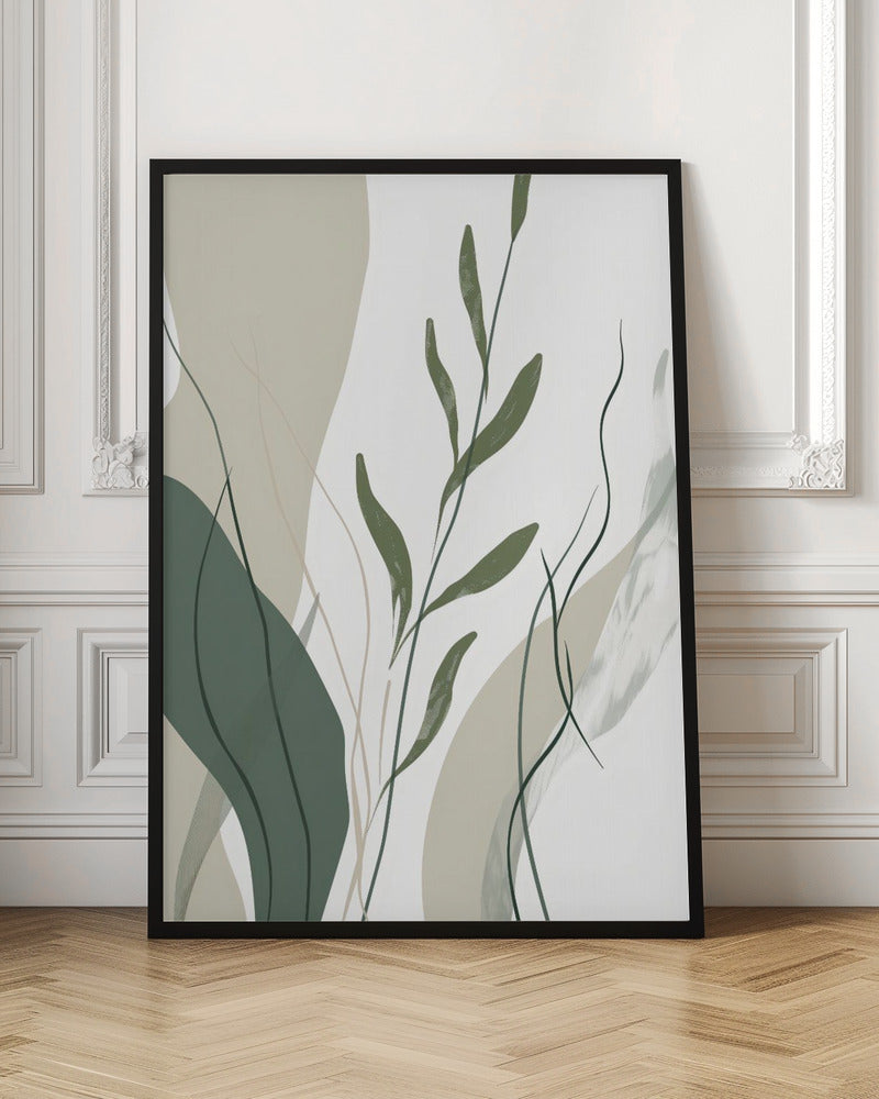 Green Abstract Leaves No 1 Poster