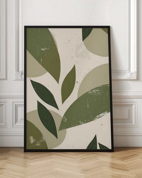 Green Abstract Leaves No 3 Poster