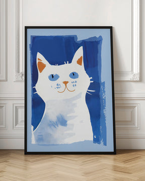 Cat In Blue Poster