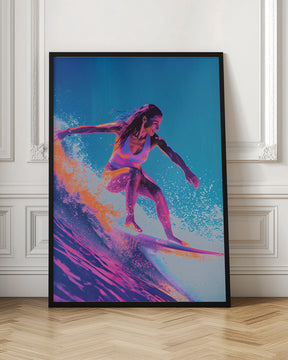 Surfing Woman Poster