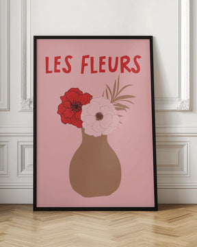 Les Fleurs Pink and Red Poster