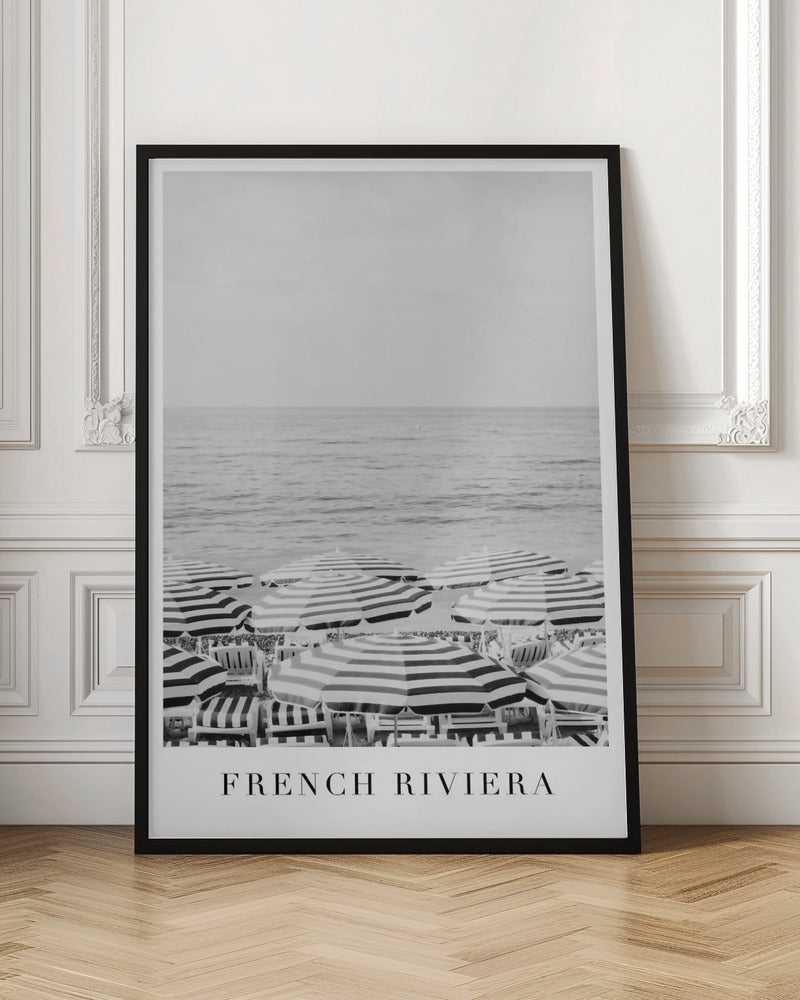 French Riviera Travel In Black and White Poster