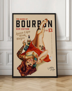 Babes of Bourbon Vol 13 Rum Drinking Pinup Girl Art Poster