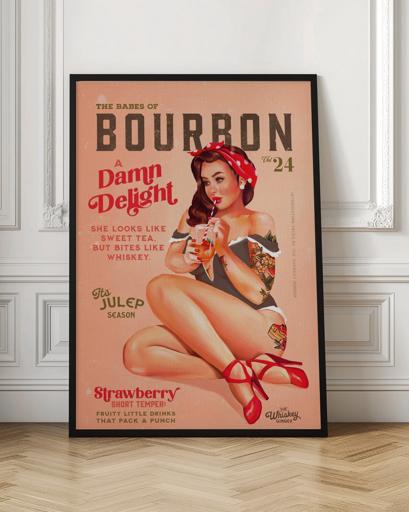 Bourbon Babes Vol 22 Vintage Pinup Girl Drinking A Cocktail Poster